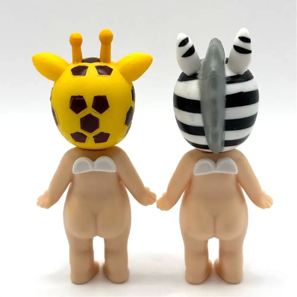 Set of 2 New Unbranded Kewpie/Angel Mini Figures, Giraffe & Zebra Costumes